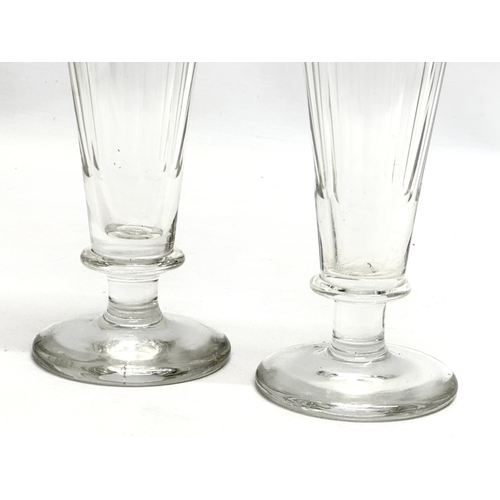 110 - A pair of Mid 19th Century Early Victorian slice cut ale glasses/champagne glasses. Circa 1850. 21cm... 