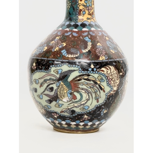 52 - A Late 19th Century Japanese cloisonné enamelled bottle vase. Meiji Period (1868-1912) 22cm.