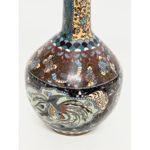 52 - A Late 19th Century Japanese cloisonné enamelled bottle vase. Meiji Period (1868-1912) 22cm.