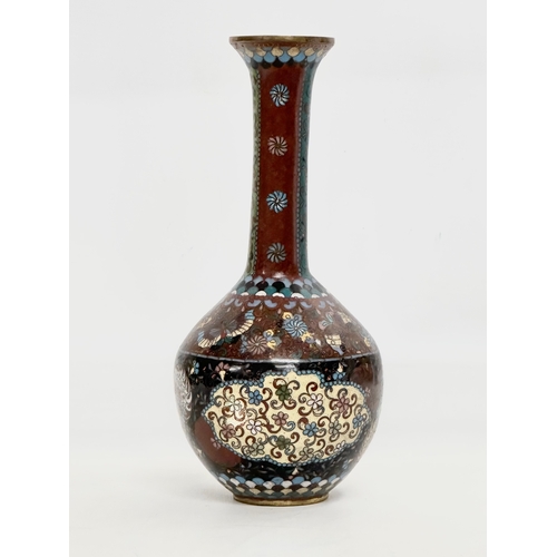 52 - A Late 19th Century Japanese cloisonné enamelled bottle vase. Meiji Period (1868-1912) 22cm.