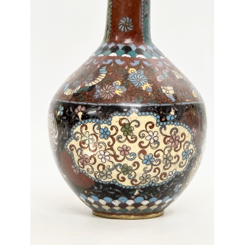 52 - A Late 19th Century Japanese cloisonné enamelled bottle vase. Meiji Period (1868-1912) 22cm.