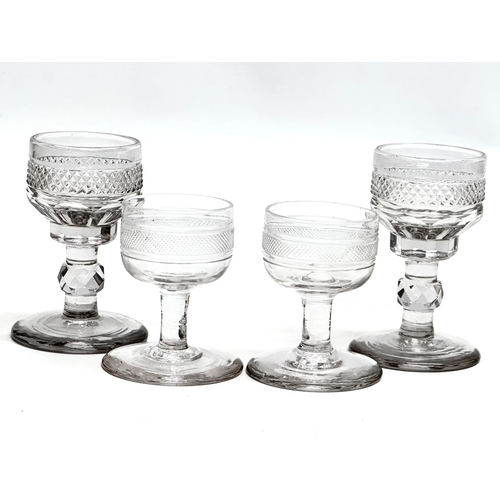 111 - 19th Century drinking glasses and decanter. A Late 19th Century slice cut, 2 ring decanter 18.5cm. 4... 