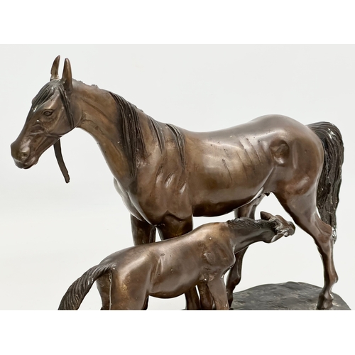 2 - A large signed Early 20th Century bronze sculpture of horses. After Pierre Jules Mene. 32x13x30cm.