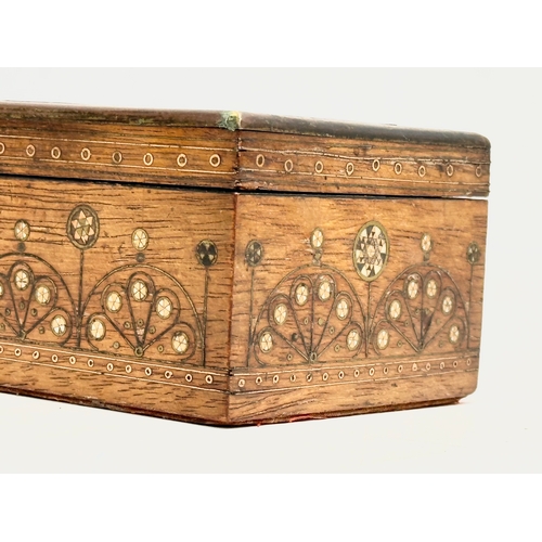 85 - A 19th Century Victorian rosewood trinket box, with copper and Mother of Pearl inlay. 14.5x9x6cm.