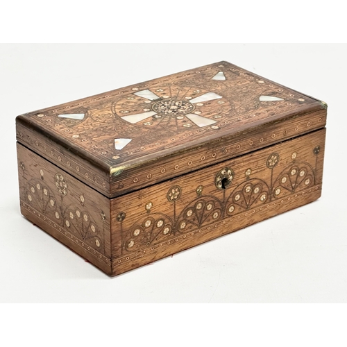 85 - A 19th Century Victorian rosewood trinket box, with copper and Mother of Pearl inlay. 14.5x9x6cm.