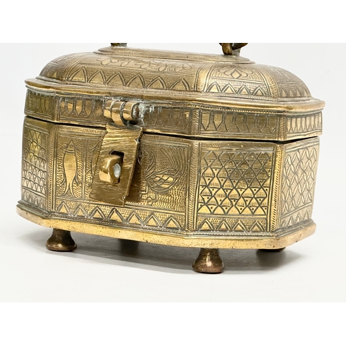 87 - A Late 19th Century Rajasthan Indian brass pandan box. 17x12x13cm.