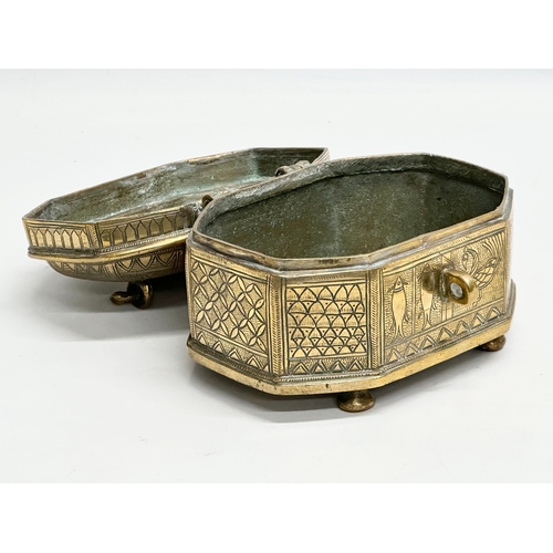 87 - A Late 19th Century Rajasthan Indian brass pandan box. 17x12x13cm.