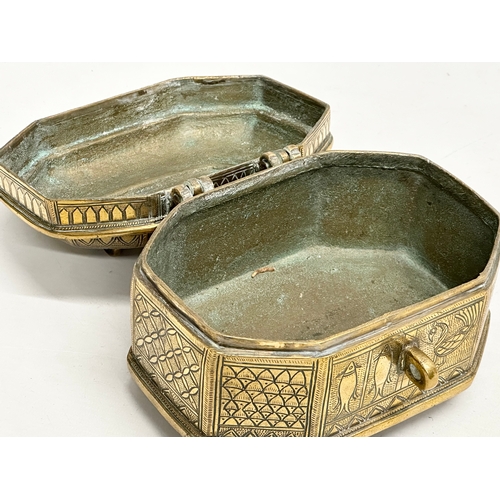 87 - A Late 19th Century Rajasthan Indian brass pandan box. 17x12x13cm.