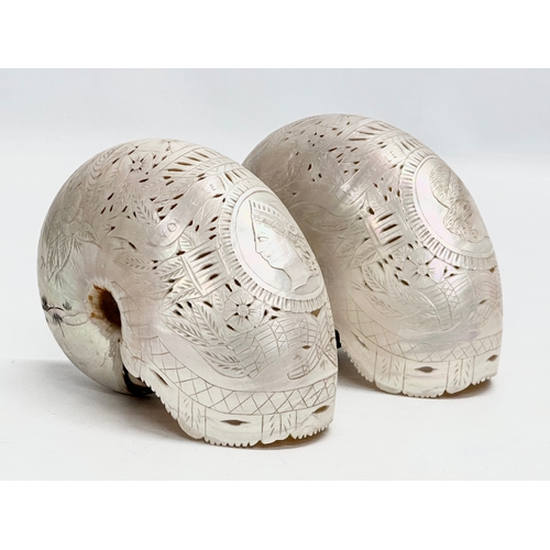 47 - A pair of 19th Century Nautilus Shells. Nouvelle Caledonie. 14x11cm.