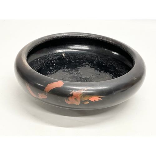 117 - A 19th Century Japanese black basalt bowl. Meiji Period (1868-1912). 25x8cm.