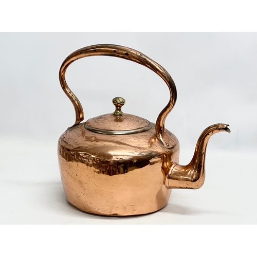 203 - 2 Victorian copper kettles and other. A large Late 19th Century copper kettle 38x37cm. 26x26cm.