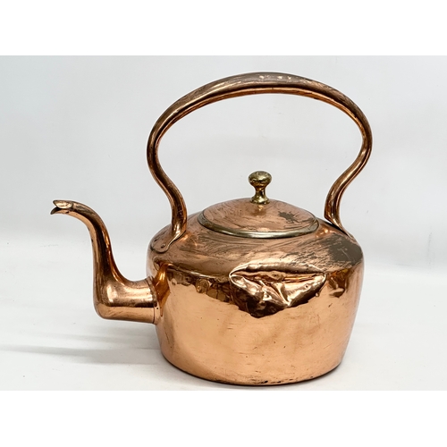 203 - 2 Victorian copper kettles and other. A large Late 19th Century copper kettle 38x37cm. 26x26cm.