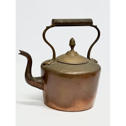 203 - 2 Victorian copper kettles and other. A large Late 19th Century copper kettle 38x37cm. 26x26cm.