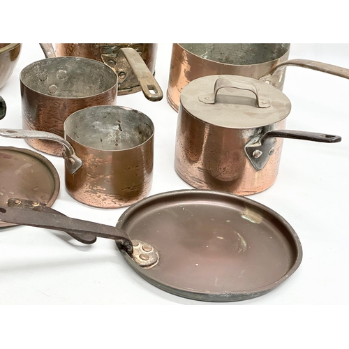 206 - A collection of 19th Century Victorian copper pans.