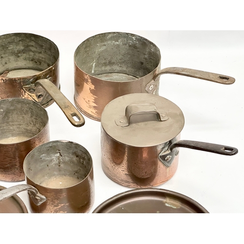 206 - A collection of 19th Century Victorian copper pans.