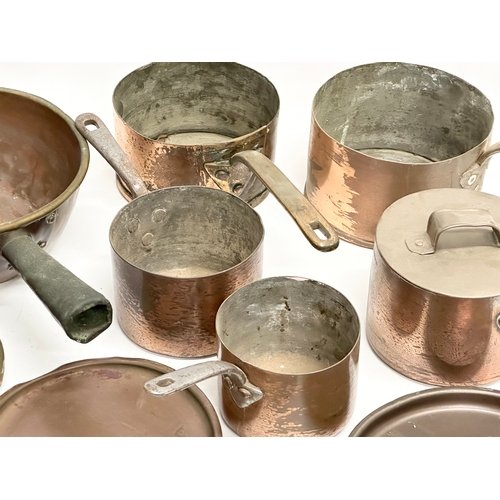 206 - A collection of 19th Century Victorian copper pans.