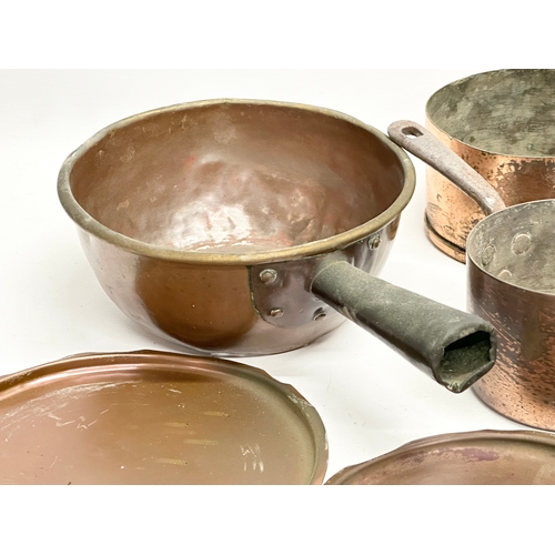 206 - A collection of 19th Century Victorian copper pans.