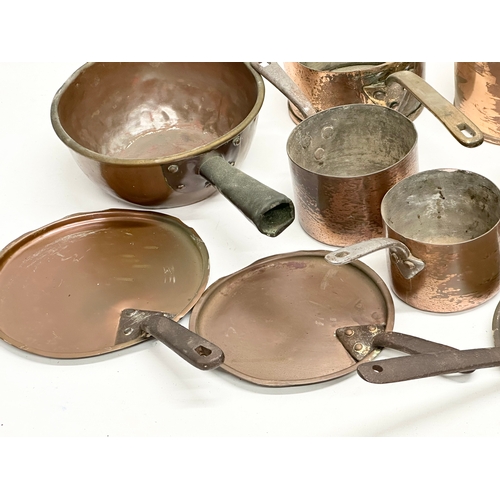 206 - A collection of 19th Century Victorian copper pans.