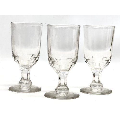 209 - 6 large Late 19th Century Victorian glass rummers. A set of 3, a pair and a single. 16cm.