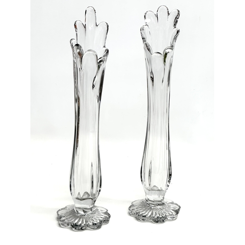 237 - A pair of large Mid 20th Century glass Swung vases. 38cm.