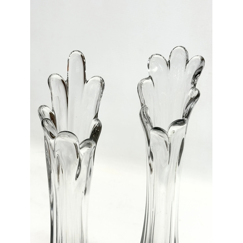 237 - A pair of large Mid 20th Century glass Swung vases. 38cm.