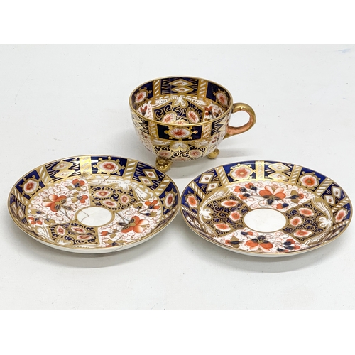 239 - A 19th Century Imari porcelain tea service. Red Crown Mark. Davenport/Derby. 16 pieces.