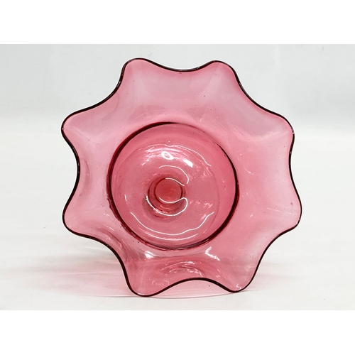 262 - A Late 19th Century Victorian cranberry glass footed bowl. 16x9cm