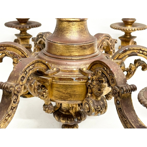 9 - An excellent quality gilt bronze Early 20th Century chandelier. 62x55cm. 102cm including chain.