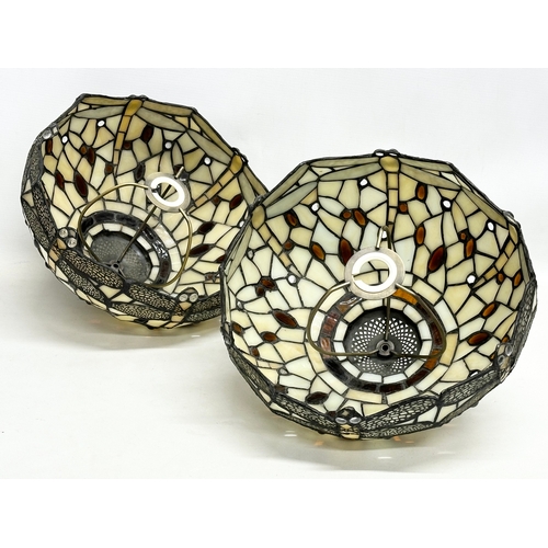 286 - A pair of Tiffany style lamp shades. 32x22cm.