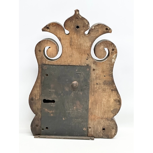 14 - A large 18th/Early 19th Century Gothic Revival rim lock. From a church or castle door. 57x39cm