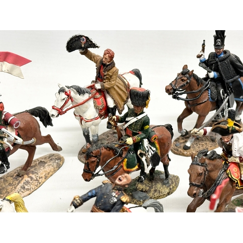 433 - A collection of metal Del Prado painted model mounted soldiers. Napoleon French and British.