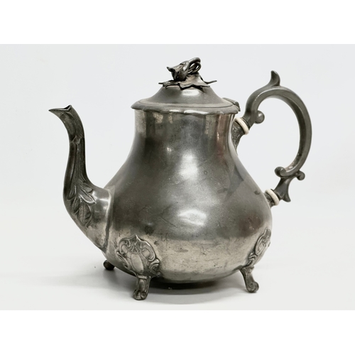 334 - A collection of 19th Century pewter. 2 pewter teapots by Joseph Deakin & Sons, F. Simpson & Co. 4 19... 