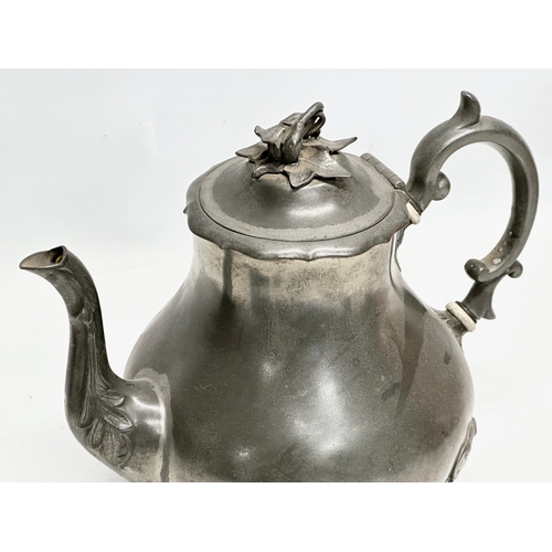 334 - A collection of 19th Century pewter. 2 pewter teapots by Joseph Deakin & Sons, F. Simpson & Co. 4 19... 