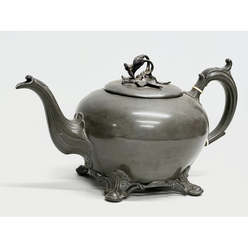 334 - A collection of 19th Century pewter. 2 pewter teapots by Joseph Deakin & Sons, F. Simpson & Co. 4 19... 