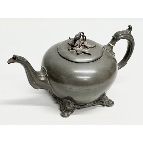 334 - A collection of 19th Century pewter. 2 pewter teapots by Joseph Deakin & Sons, F. Simpson & Co. 4 19... 