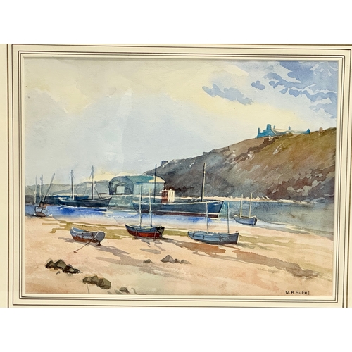 135A - William Henry Burns (W.H.Burns) watercolour drawing. Harbour scene. 47x36cm. Frame 63x52cm.