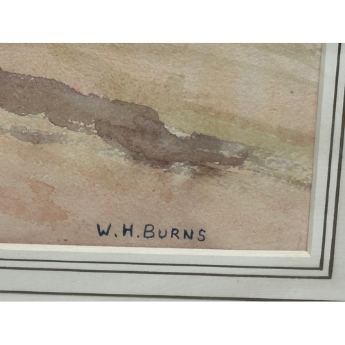 135A - William Henry Burns (W.H.Burns) watercolour drawing. Harbour scene. 47x36cm. Frame 63x52cm.