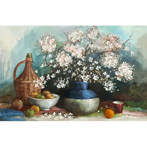 135D - B. H. Slotman. A large Still Life oil on canvas. In gilt frame. 91x61cm. Frame 110x80cm