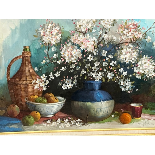 135D - B. H. Slotman. A large Still Life oil on canvas. In gilt frame. 91x61cm. Frame 110x80cm