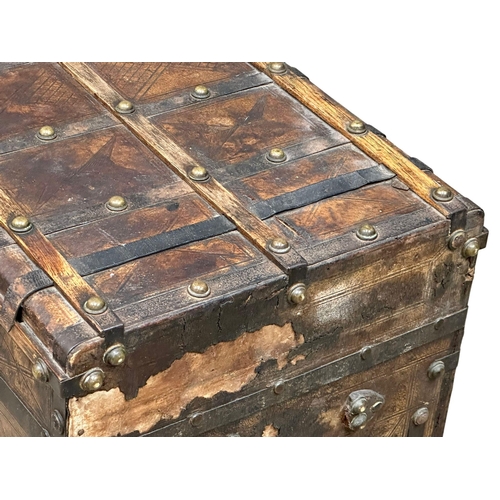 10 - A good quality Mid 19th Century Louis Vuitton style leather bound trunk. 82x49x52cm