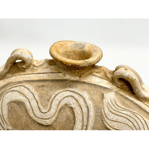 22A - An ancient Song Dynasty (970-1279) Chinese Cizhou flask. A decorated stoneware vessel with glazed Fo... 