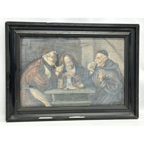 349 - A pair of 19th Century oil paintings on canvas. 39x26cm. Frame 47x34cm