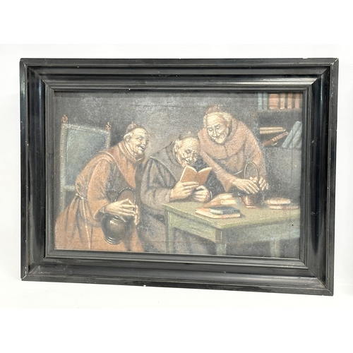 349 - A pair of 19th Century oil paintings on canvas. 39x26cm. Frame 47x34cm