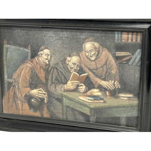 349 - A pair of 19th Century oil paintings on canvas. 39x26cm. Frame 47x34cm