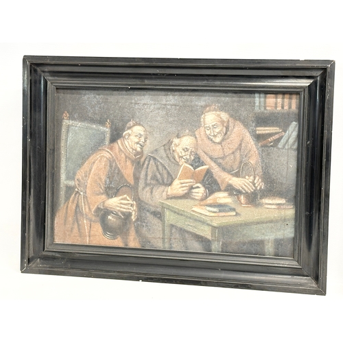 349 - A pair of 19th Century oil paintings on canvas. 39x26cm. Frame 47x34cm