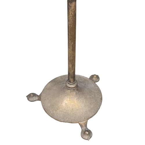 132 - A large Victorian telescopic brass oil lamp stand. 141cm