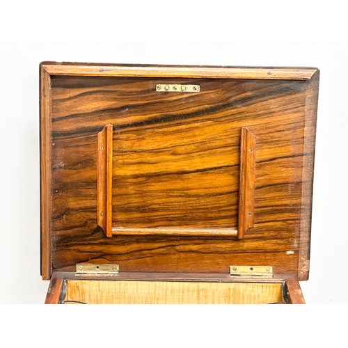 383 - A Victorian simulated rosewood walnut writing box/stationary box. 28x22.5x32.5cm.