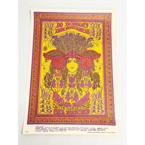 480 - An Original 1967 Bo Diddley Lee Michaels Avalon Ballroom Family Dog Concert Poster. 25.5x50.5cm.