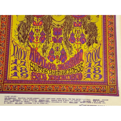 480 - An Original 1967 Bo Diddley Lee Michaels Avalon Ballroom Family Dog Concert Poster. 25.5x50.5cm.