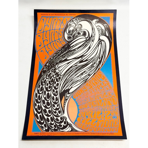 482 - An Original 1967 The Byrds Moby Grape Fillmore Winterland First Printing Concert Poster. 35.5x56cm